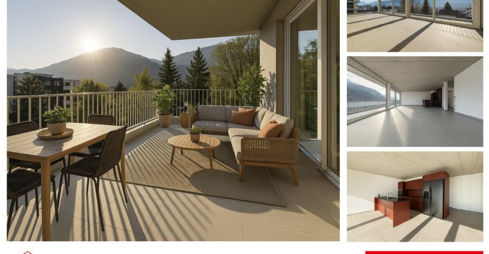 Magnifique attique 4.5 pièces neuf avec grande terrasse panoramique à Conthey lumineux et moderne - Attique 4.5 pièces - image - 1