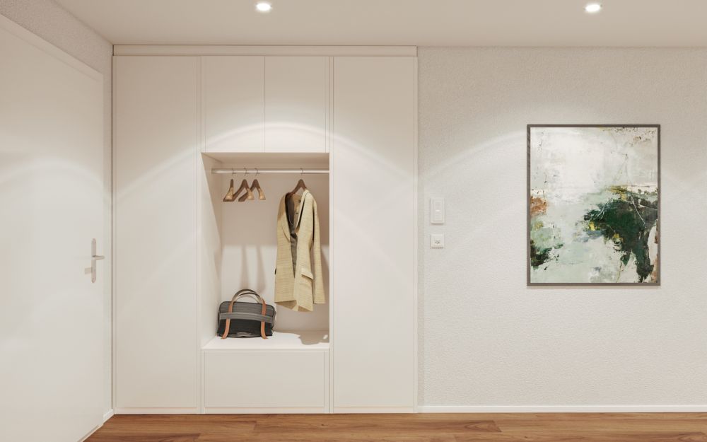 4.5 Z.-Wohnung OG, 125m2 Netto Wohnfläche, 23.5m2 gedeckter Sitzplatz - Vorplatz/Garderobe