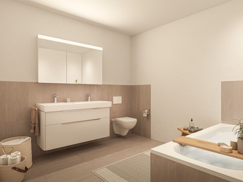 Zeitgemässes Wohnen: Neubauwohnung mit stilvollem Ambiente - Bad