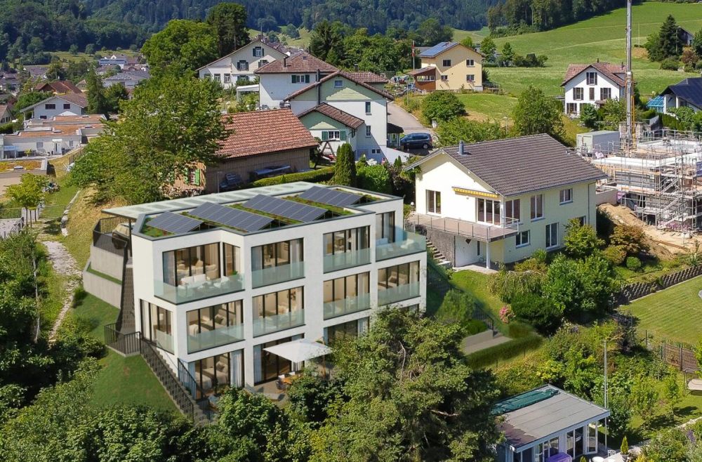 Bellavista - Doppeleinfamilienhaus in Balterswil - Luftansicht Bellavista in Bichelsee-Balterswil