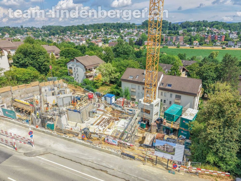 3½ Zi.-Gartenwohnung (W4) - nur noch drei Wohnungen verfügbar! - Luftaufnahme der Baustelle Stand 01.07.2026