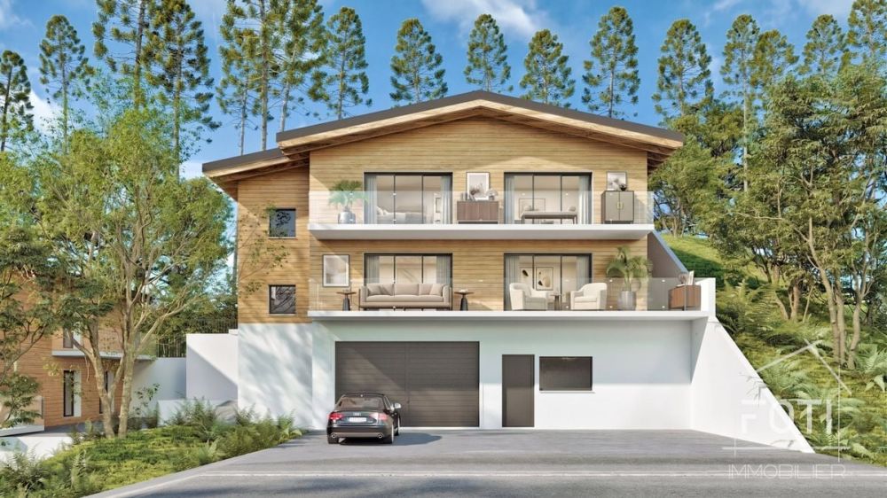 Grand chalet de 5,5 pièces avec sous-sol et garage double, sur plan avec toutes les finitions au gré du preneur. - Façade