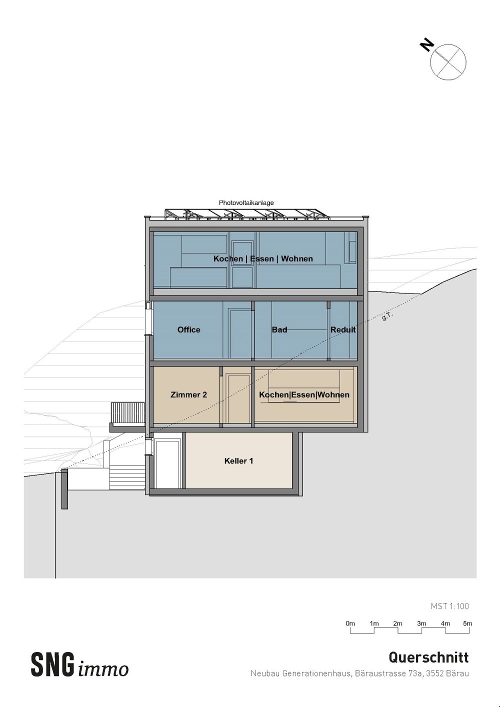 Neubau Doppeleinfamilienhaus in Bärau zu verkaufen - Querschnitt