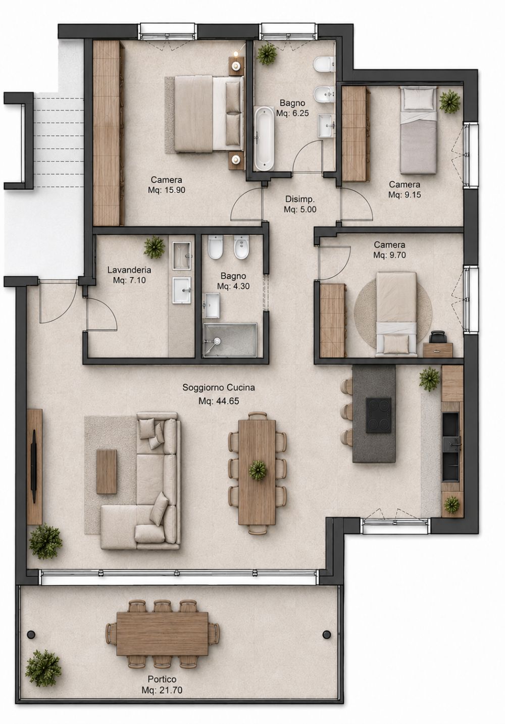 Neue 4.5-Zimmer-Wohnung in Bioggio mit überdachtem Portikus von 21.70 m² – CECE A, nahe Lugano -  Bild 3