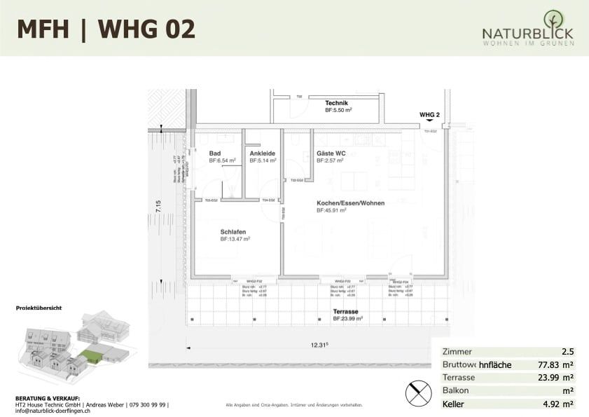 Moderne 2.5-Zimmer-Neubau-Wohnung in Dörf­lingen - Bild 5