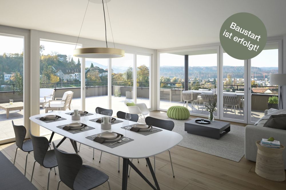 Wohnkomfort und Lebensqualität - «DUO» in Döttingen - Visualisierung Wohn-/Essbereich