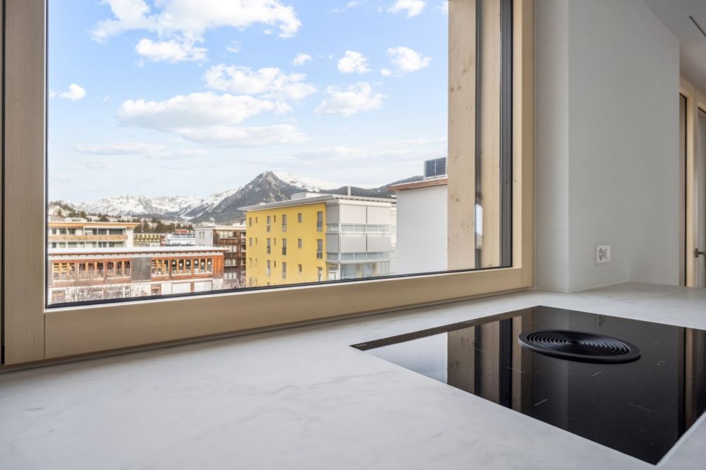 Neubau-Ferienwohnung mit toller Aussicht - Küche Aussicht