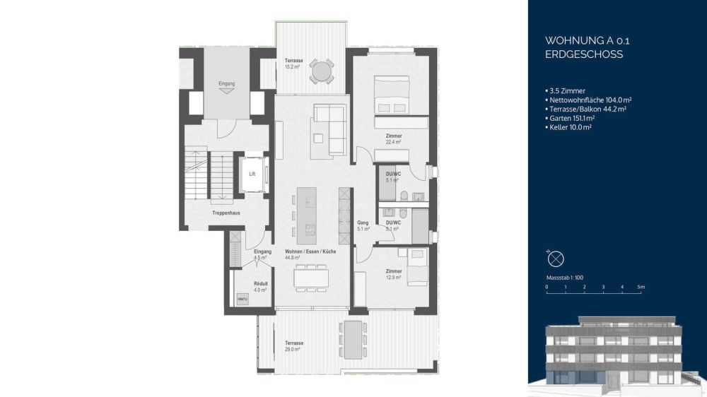 3½-Zimmer-Gartenwohnung - Wohnen mit Privatsphäre, Licht und Natur - Bild 9