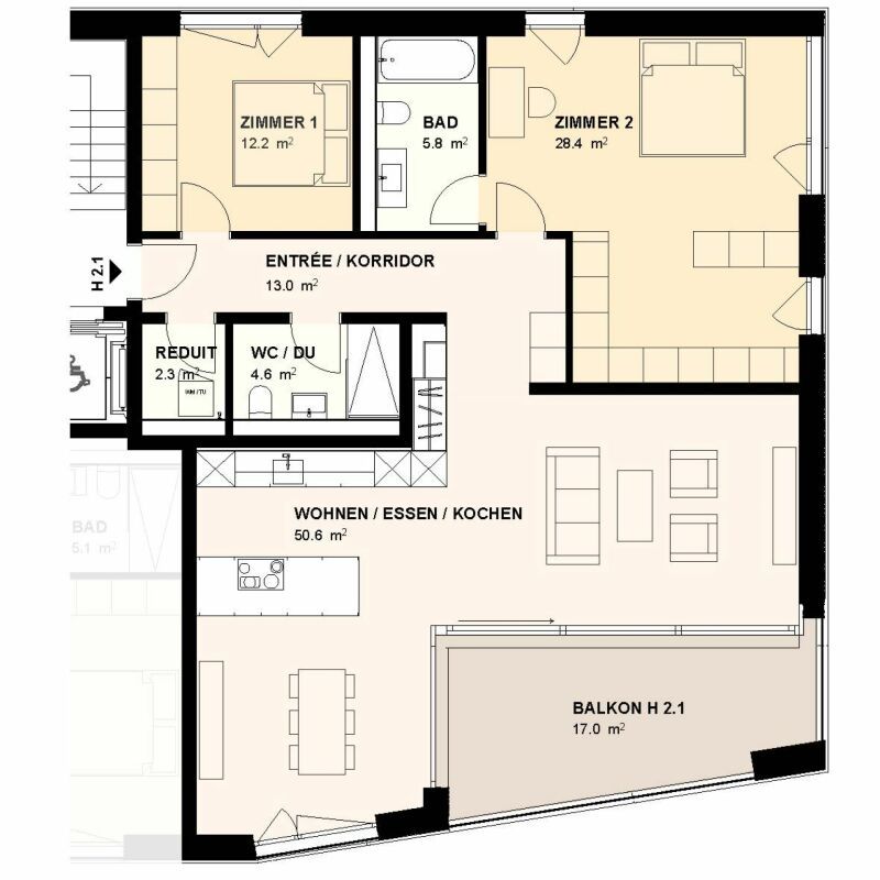 H2.1 I 3,5-Zimmer-Wohnung im 2. OG direkt an der Aare - Bild 5