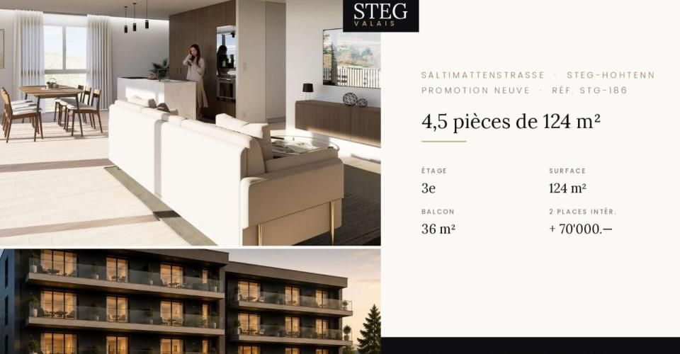 STEGref.186 - 4,5 pièces de 124 m², dernier étage, CHF 805'000.-- - Appartement 4.5 pièces - image - 1