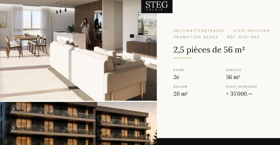 STEGref640 - 2,5 pièces, balcon de 20 m², 2ème étage, CHF 400'000.-- - Appartement 2.5 pièces - image - 1