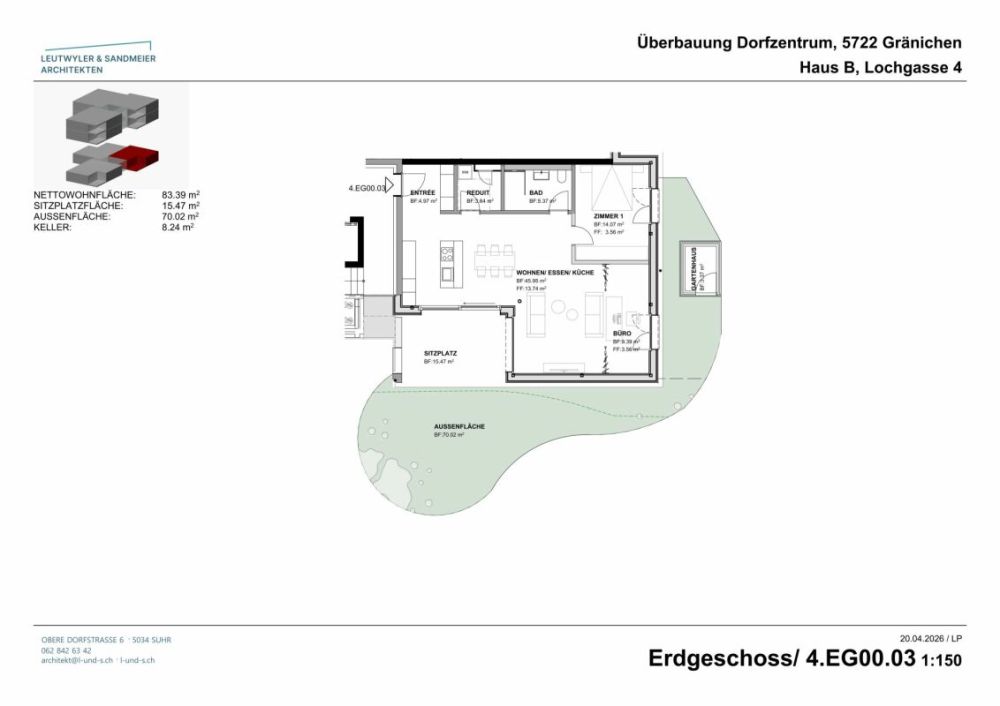 Im Herzen von Gränichen 2.5 Zimmer Neubau-Wohnungen - Haus B EG 2 1/2 Zimmer