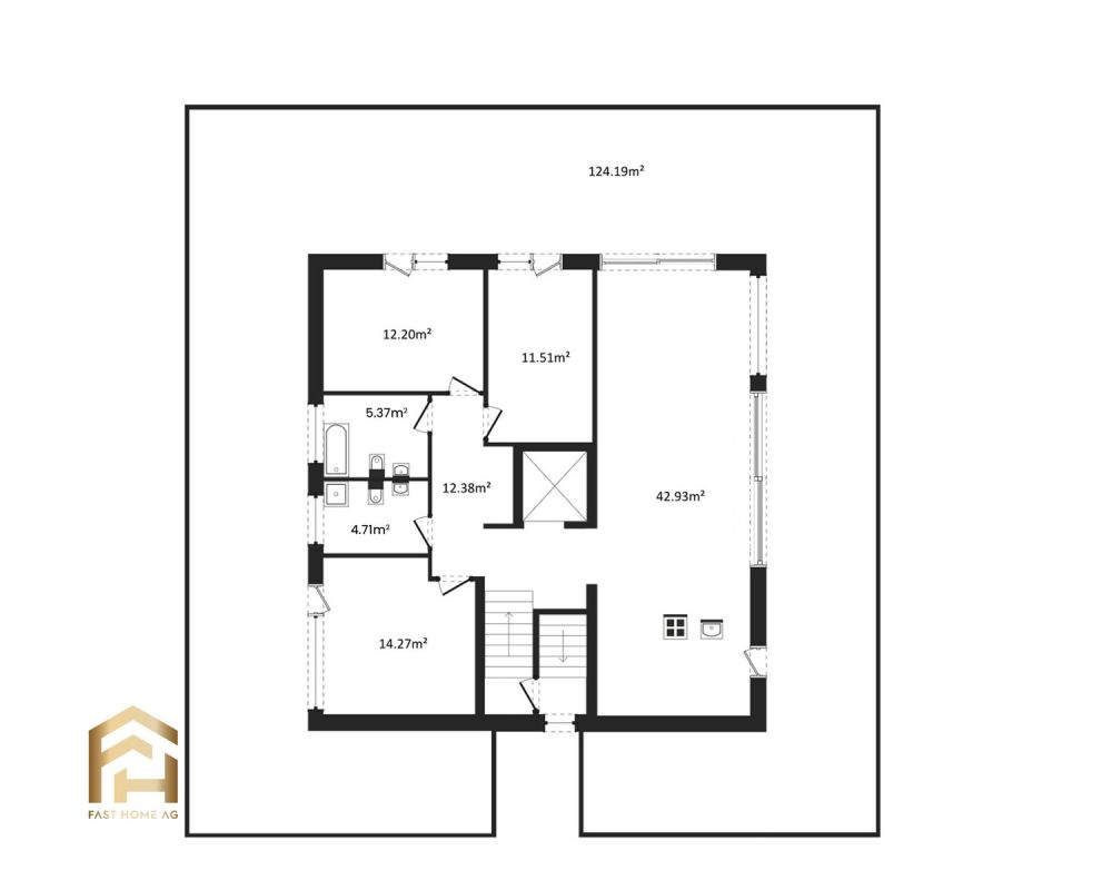 Attraktiv gelegene Attika 4.5 Zimmerwohnung in Ried-Brig - 2D Grundriss Attika