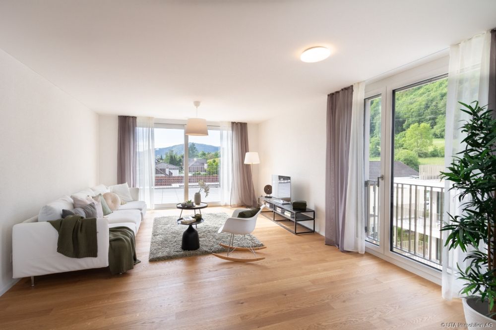 2.5- Zimmer-Neubau-Attikawohnung mit traumhafter Terrasse, sofort bezu - Wohn-/ Esszimmer - Attikawohnung