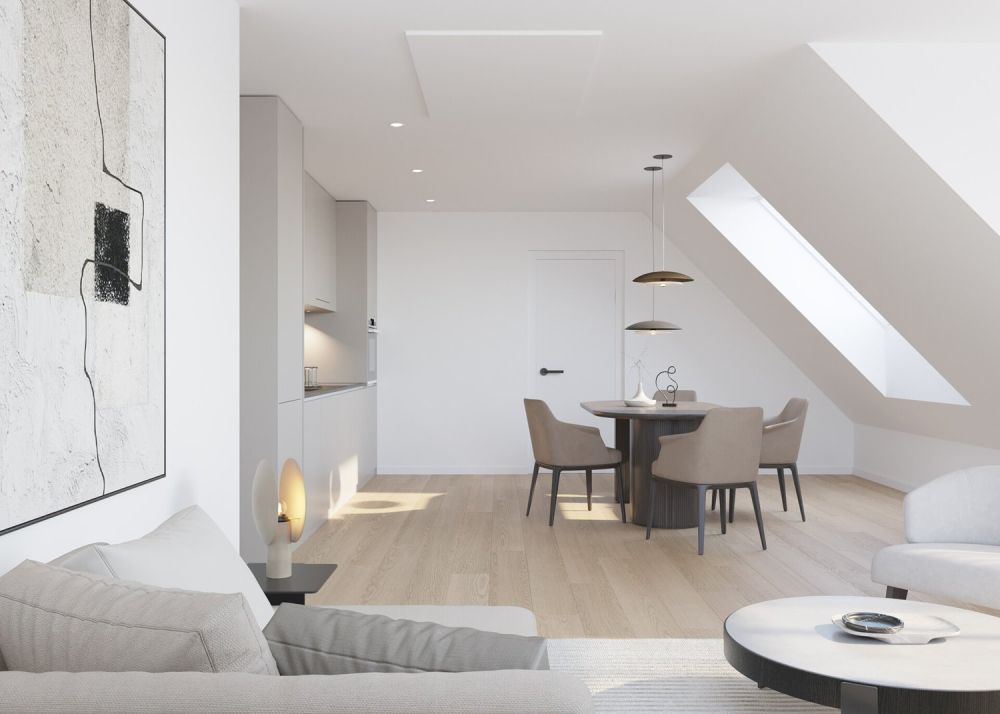Exklusive Rooftop-Dachwohnung mit privater Terrasse und 360-Panoramab - Wohnzimmer