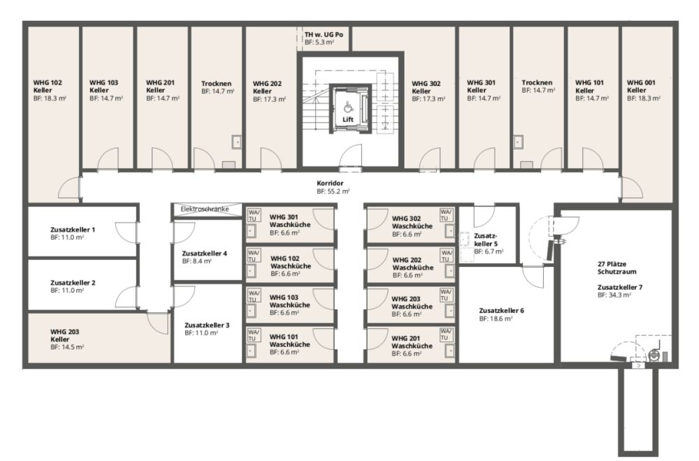 Exklusive 4½-Zimmer-Dachwohnung in idyllischer Lage oberhalb von Küsnacht - MFH Grundriss Keller