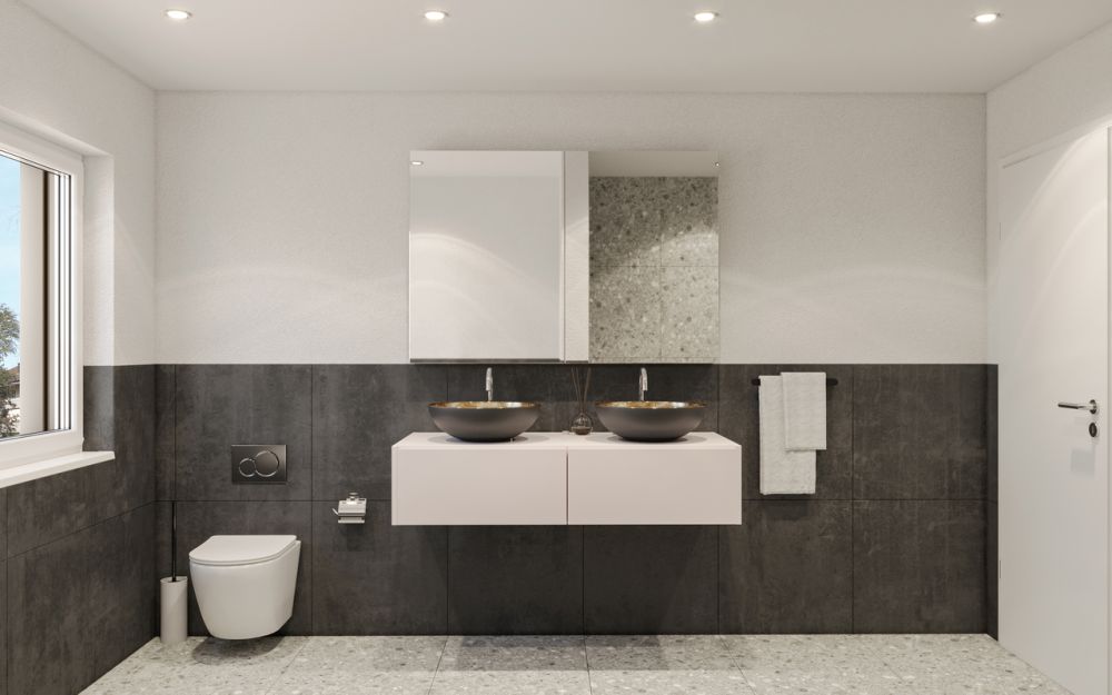 4.5 Z.-Wohnung OG, 125m2 Netto Wohnfläche, 23.5m2 gedeckter Sitzplatz - Bad/WC