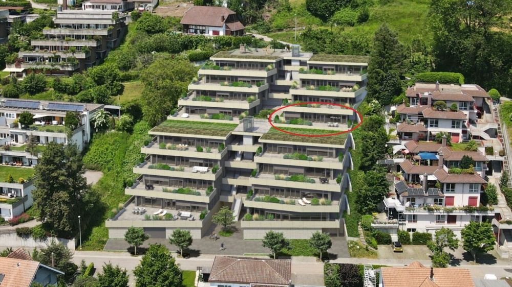 4½-Zimmer-Terrassenhaus mit Aussicht auf Alpen und Aarelandschaft -  Bild 1