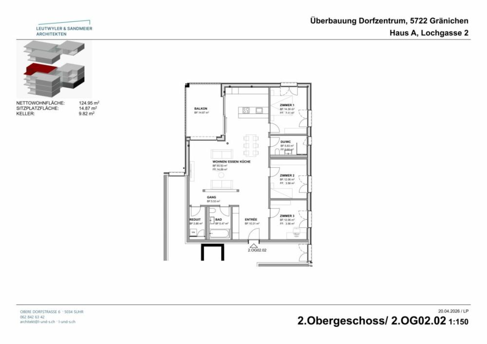 Im Herzen von Gränichen 4.5 Zimmer Neubau-Wohnungen - Haus A 2. OG 4 1/2 Zimmer