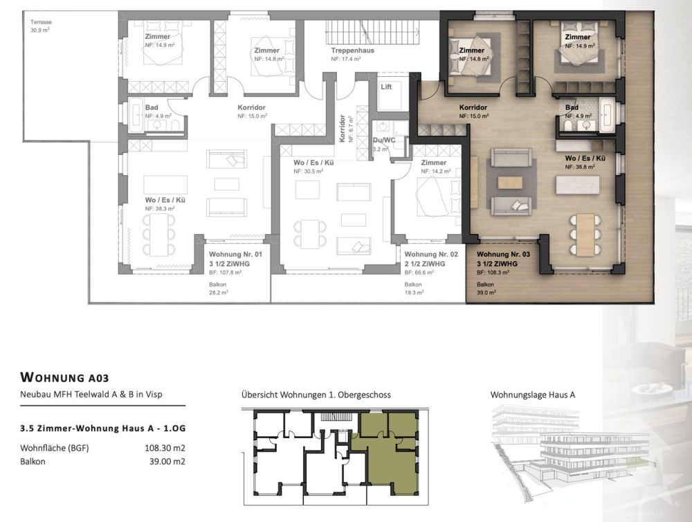 Neue 3,5-Zimmer-Wohnung in bevorzugter Höhenlage - / 3.5 1 Stock chf 679`000