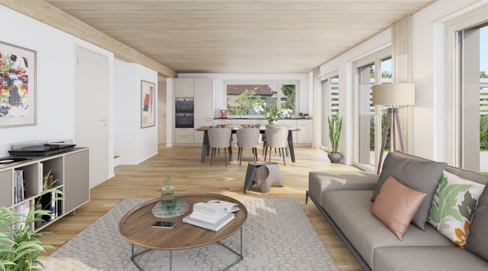 Attraktiver Neubau in Volketswil: 3.5-Zimmer-Hausteil mit privatem Garten - Visualisierung