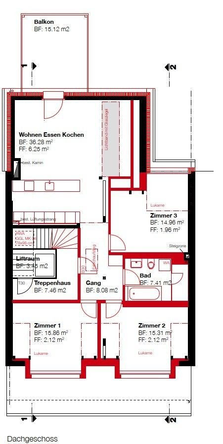 Erstvermietung! 4.5-Zimmer-Dachwohnung mit Galerie im Zentrum Olten - Grundriss
