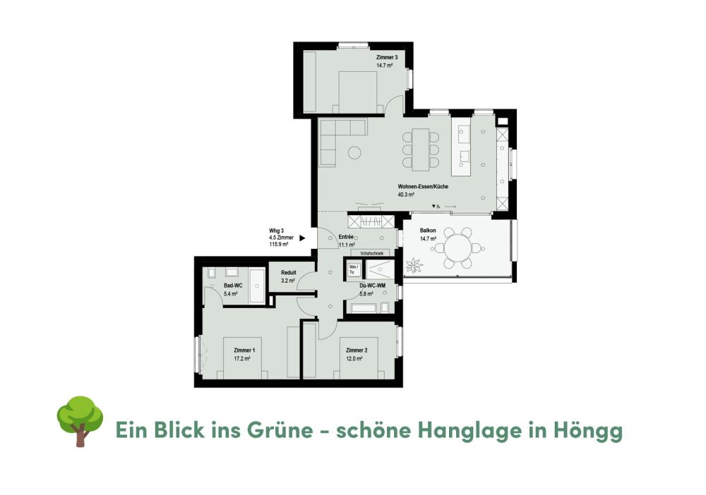 Neubau: 4.5 Zimmer Etagenwohnung in Höngg -  Bild 1