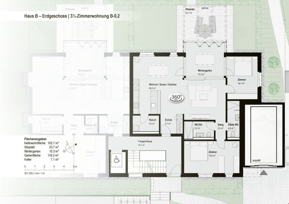 Jetzt fertiggestellt : Top-3,5-Zimmer-Wohnung mit privatem Garten ! B02 -  Bild 9