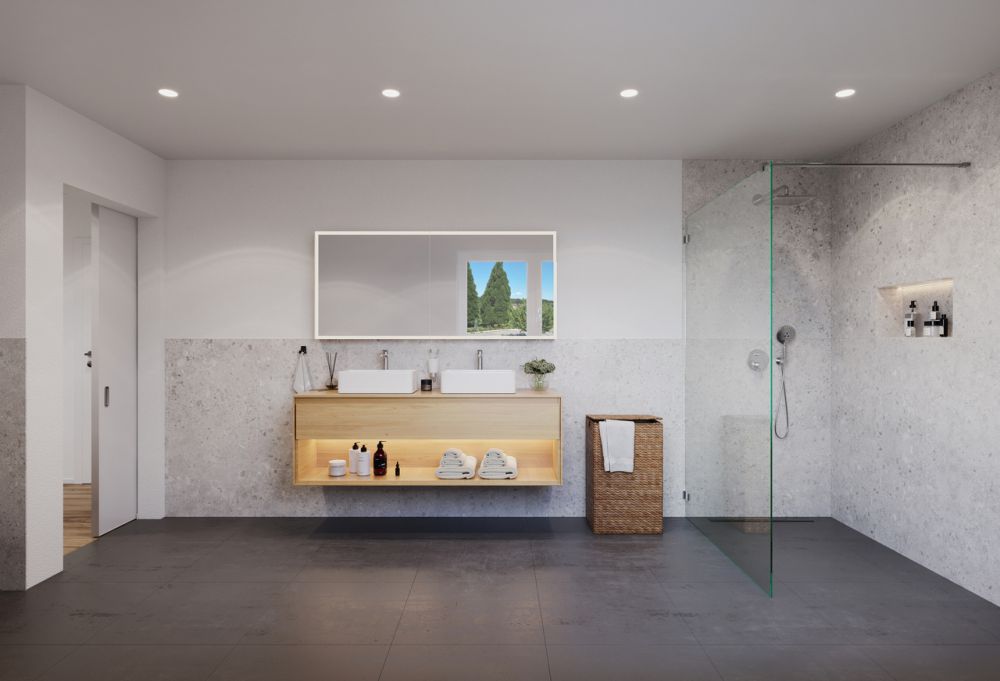 4.5 Z.-Wohnung OG (D), 126 m2 Netto Wohnfläche, 35m2 gedeckter Balkon - Bad