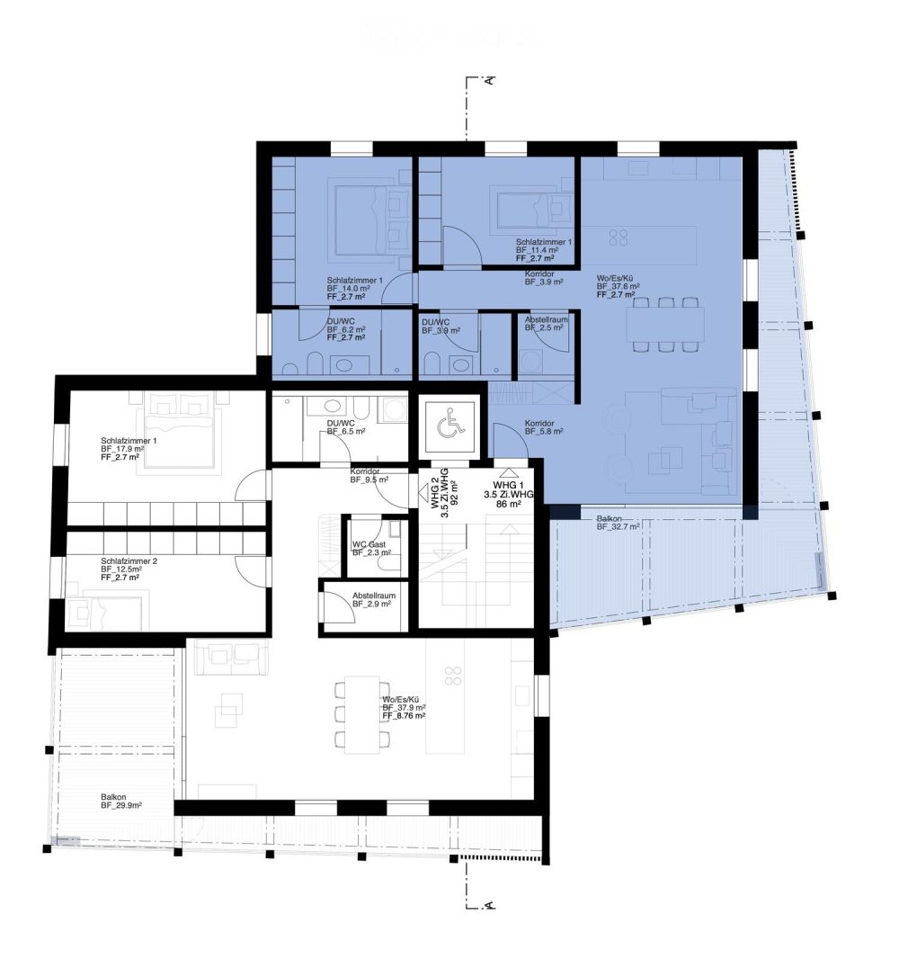 DOMUS - so macht Wohnen Freude!  Wohnung Ost im 1. Obergeschoss -  Bild 3