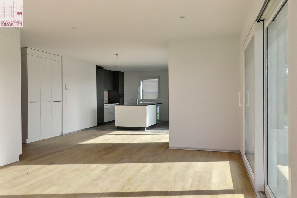 Letztes 5.5-Zimmer-Apartment in kleiner PPE in landwirtschaftlicher Zone - Espace cuisine vu du séjour