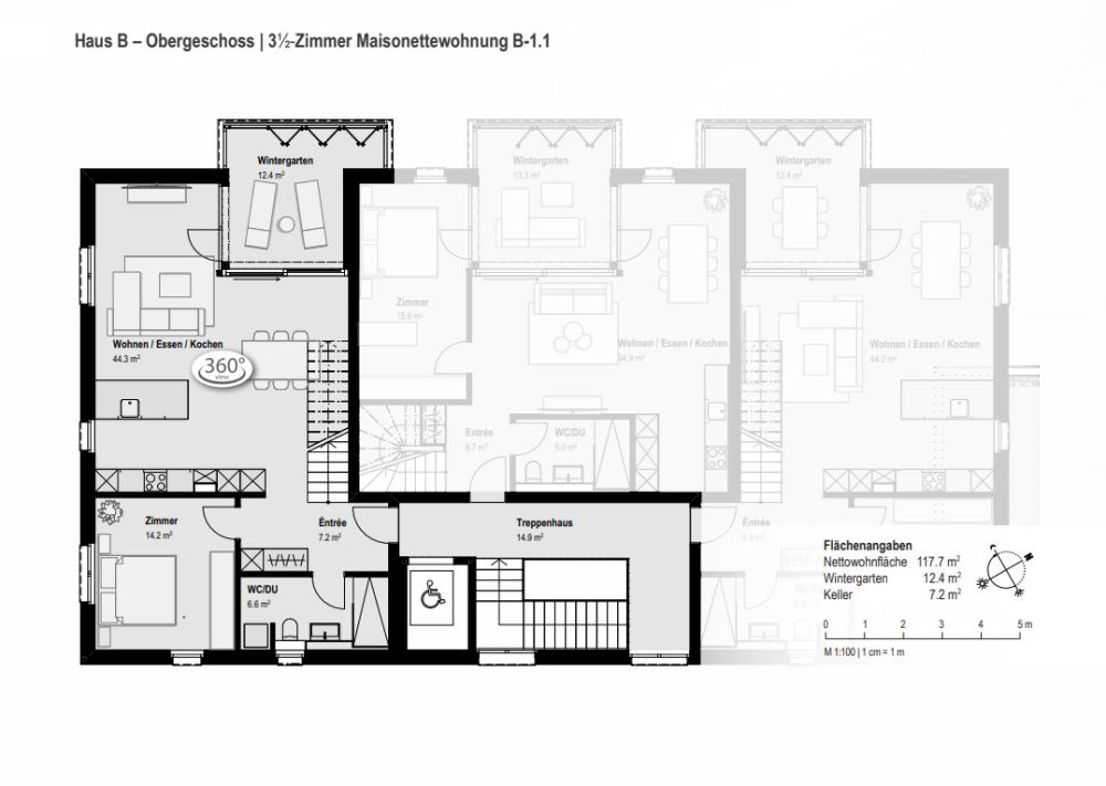 Traumwohnung für Singles & Paare : 3,5-Zimmer-Maisonette-Wohnung mit Wintergarten. B-1.1 -  Bild 9