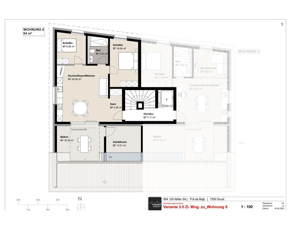 Moderne 2.5-Zimmer-Dachwohnung mit Bergblick in Scuol -  Bild 9