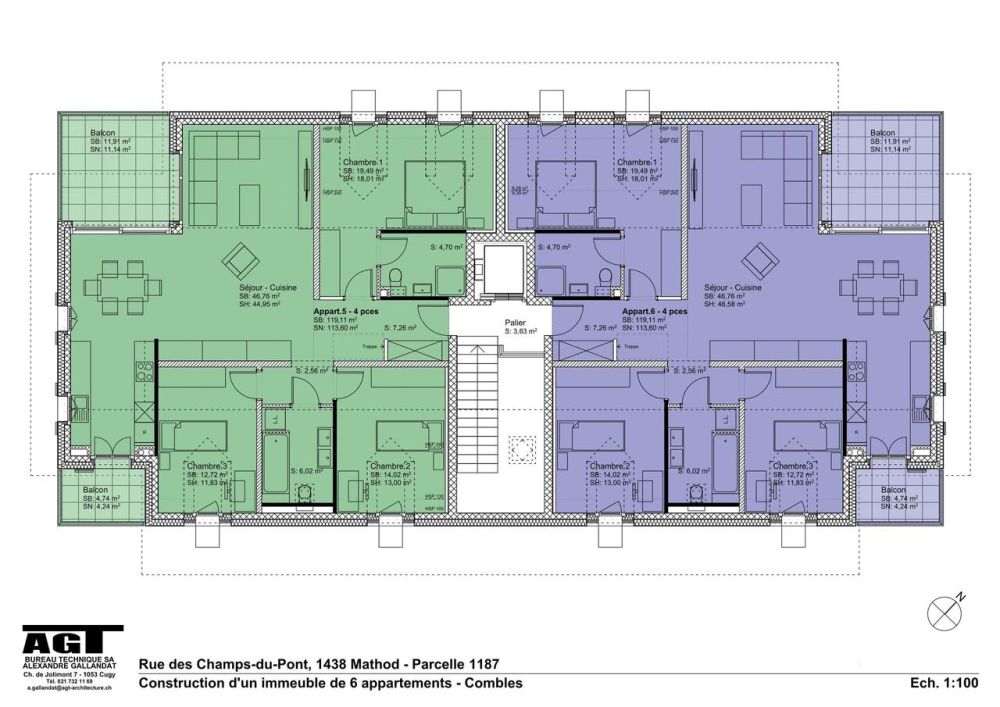 Mathod à vendre 6 grands appartements de 4 1/2 pièces sur plan - combles