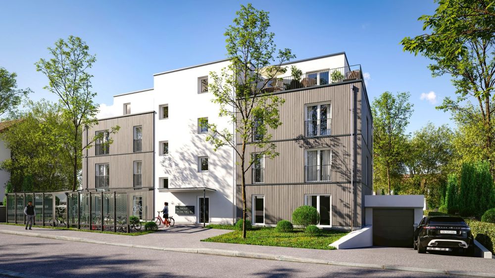 Schöne 4.5-Zimmer-Gartenwohnung - Visualisierung Seite Hauseingang