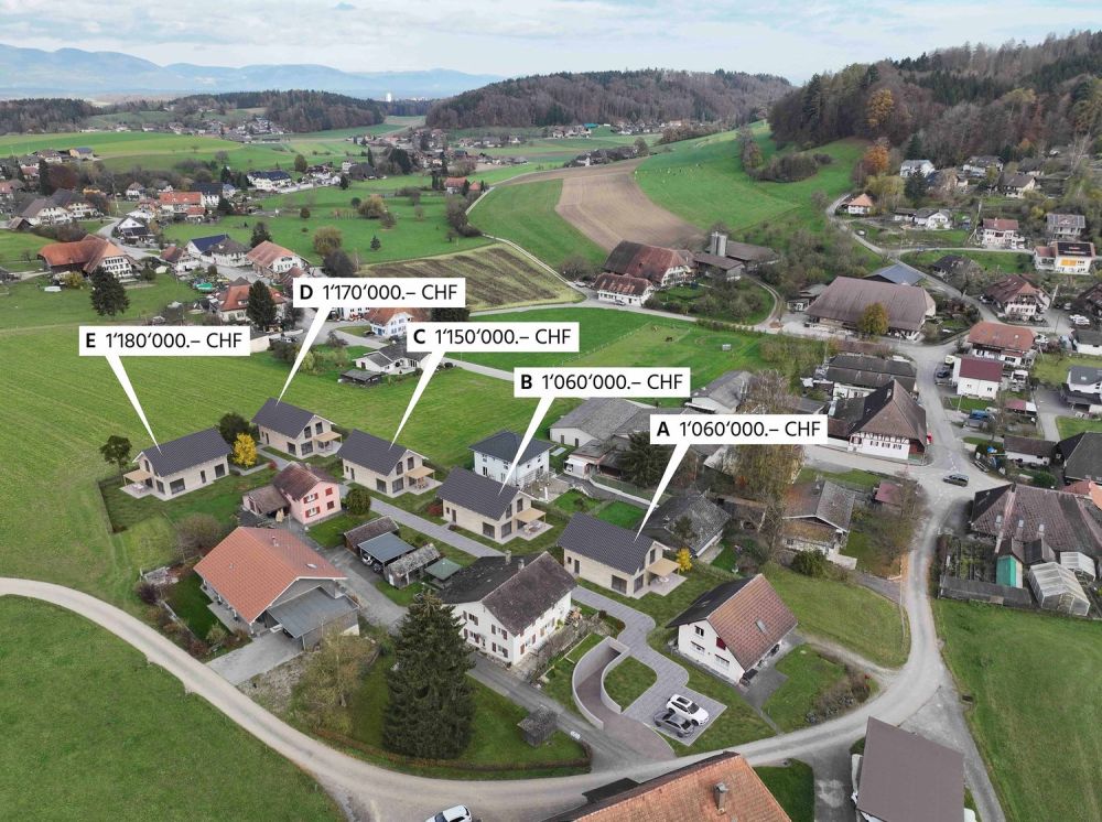 Neubau von 5 EFH mit inkl. je 2 Einstellhallenplätze ab1'060'000 Sfr. -  Bild 1