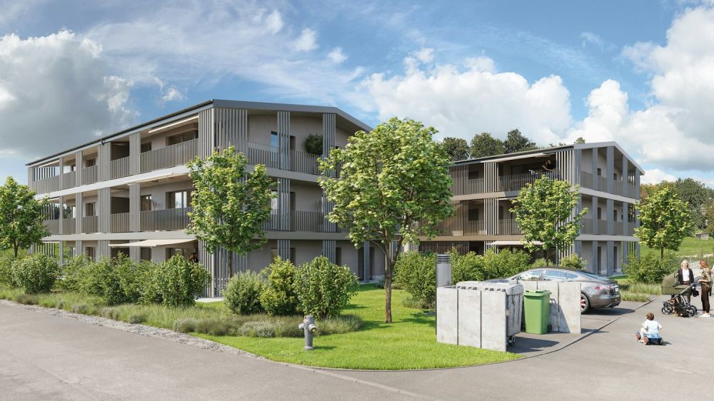 Attraktive 3 1/2 Zimmer Neubauwohnung mit Blick ins Grüne - Bild 1