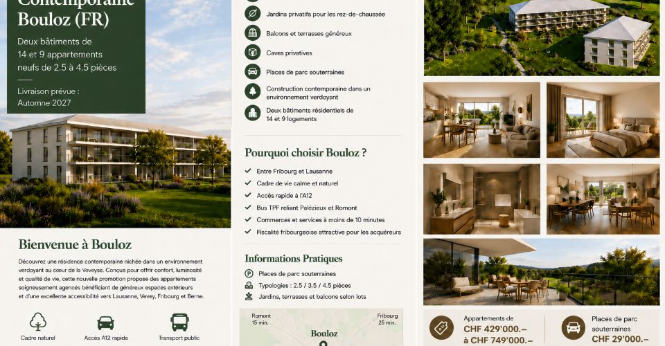 Beaux appartements neufs à Bouloz – Très belle Résidence - De 2,5 à 4,5 pièces - Appartement 3.5 pièces - image - 1