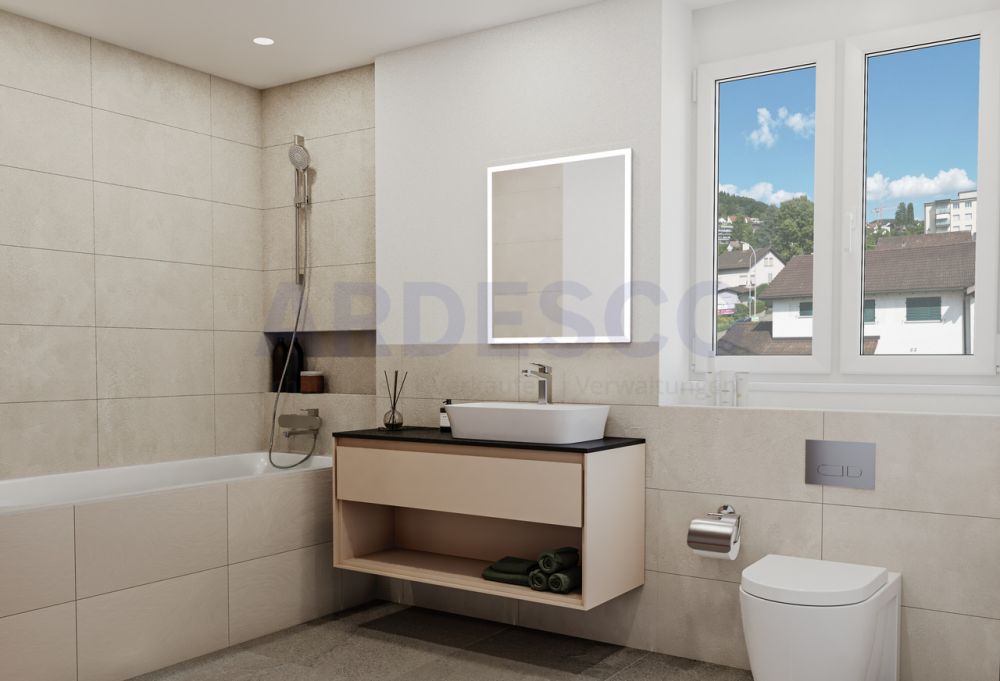 Gartentraum / Ihr neues Zuhause auf Sommer! - Badezimmer mit Badewanne, WC und Lavabo