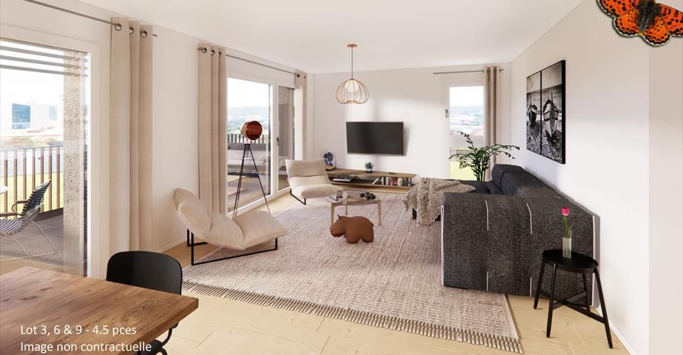 Superbe 4½ pièces à Broc avec grand balcon couvert ! - Appartement 4.5 pièces - image - 2