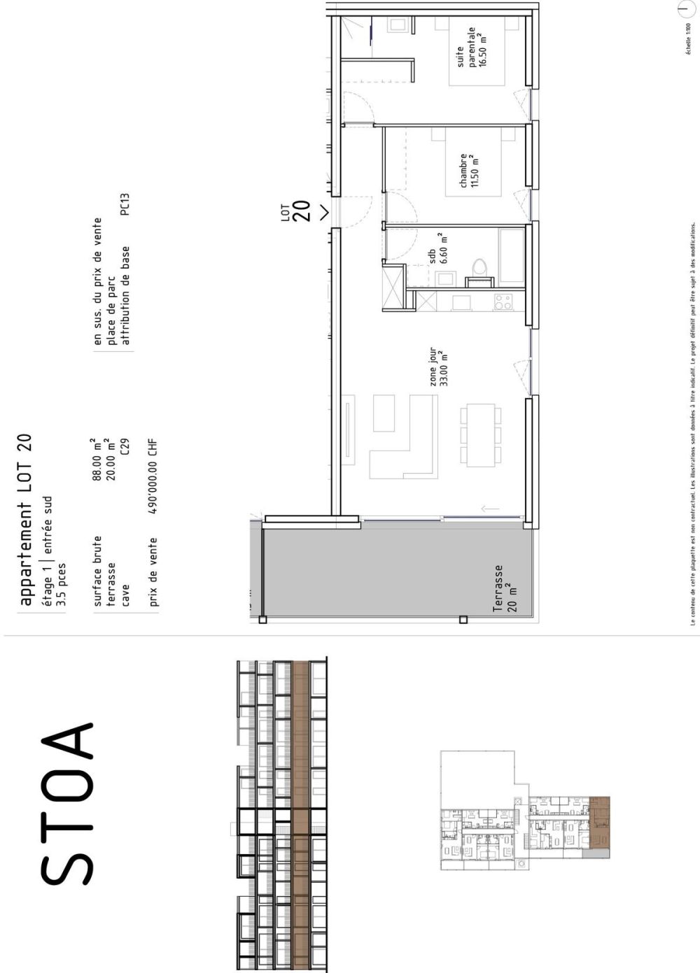 Résidence "Stoa" à Aproz - Plan de l'appartement