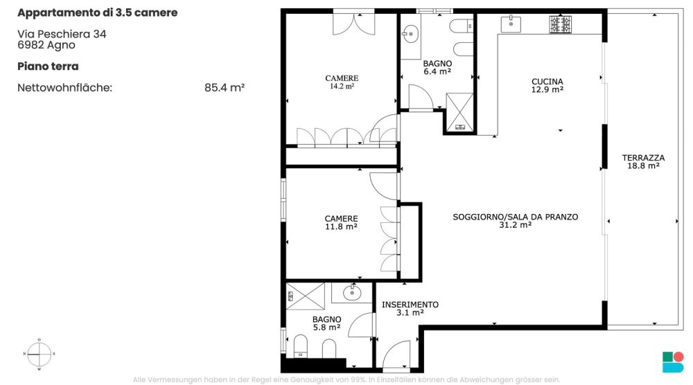 Neue 3.5-Zimmer-Wohnung mit Garten in Agno -  Bild 9