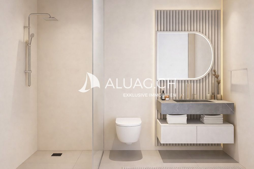 NEUBAUPROJEKT PANORAMA - Die Badezimmer strahlen Modernität und architektonische Eleganz aus