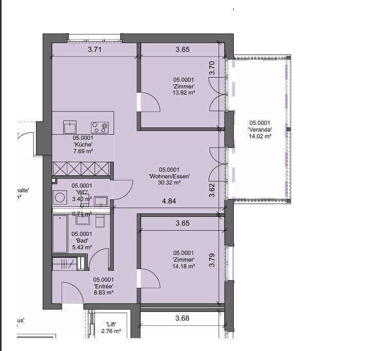 Attraktive 3.5 Zimmer-Wohnung mit grosszügigem Sitzplatz zu vermieten! - Grundriss