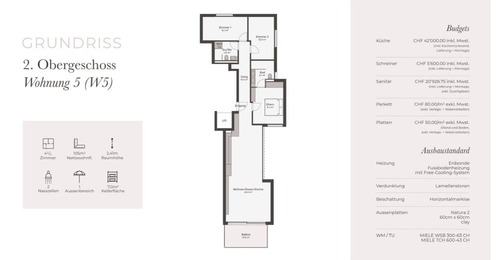 Urbaner Wohnkomfort neu definiert – 4.5 Zimmer mit Südbalkon und elegantem Raumkonzept -  Bild 6