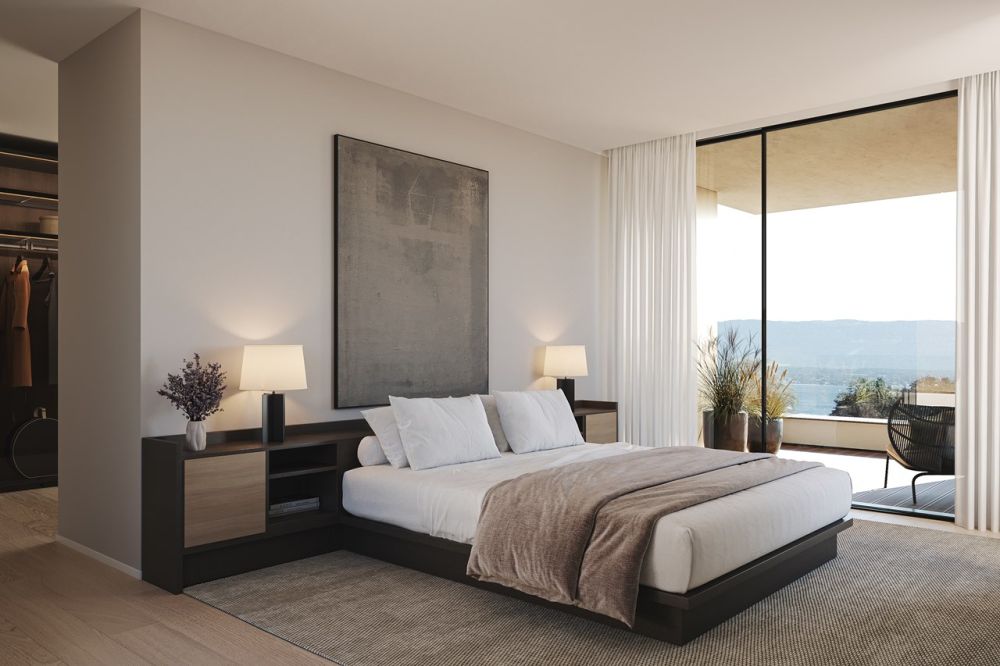 Villas Panorama | Cologny : 2 villas individuelles d'exception surplombant le lac - Chambre à coucher