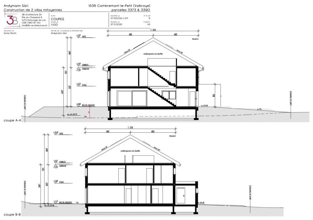 Villa neuve sur plan dans un espace verdoyant - Coupes
