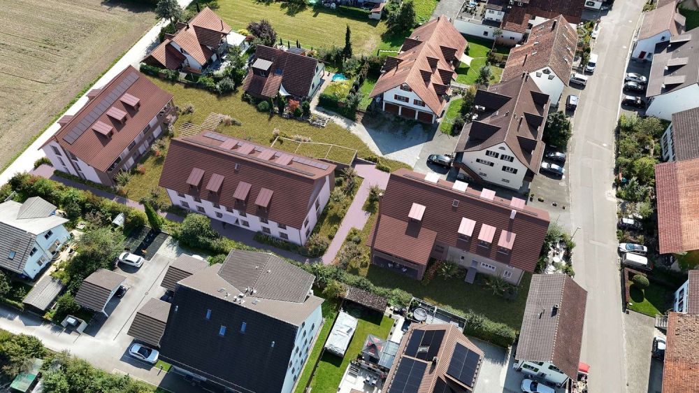 Natur trifft Zuhause - Ihr neues Zuhause in Ramsen - Visualisierung Aussenansicht Vogelperspektive