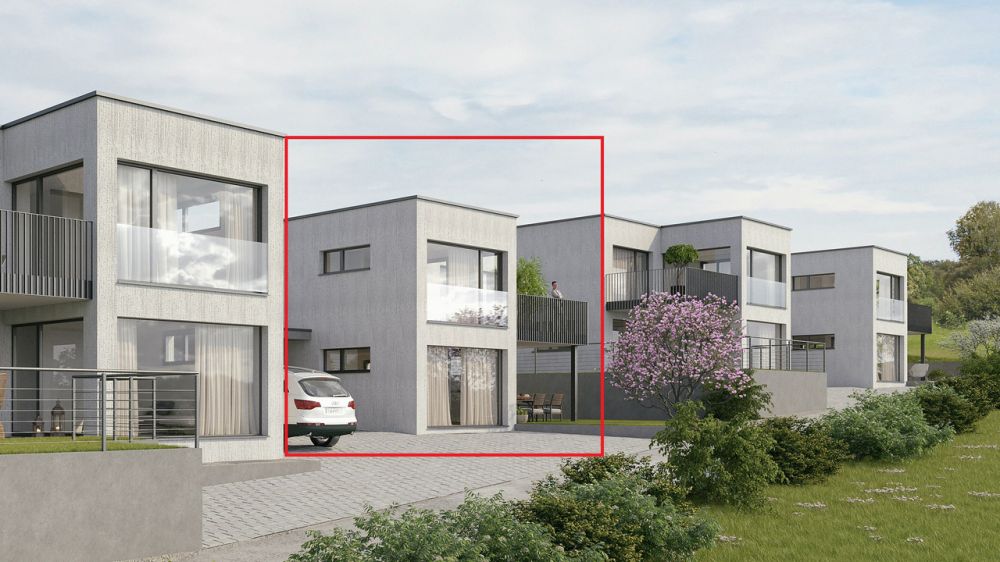 Neubauprojekt Oberdorfgasse mit vier Einfamilienhäusern (Haus B) - Visualisierung