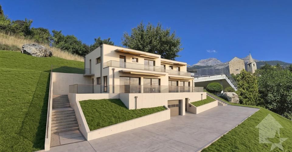 Promotion de 2 villas mitoyennes de 4.5 pces au calme, vue panoramique - Immeuble résidentiel 9 pièces - image - 1